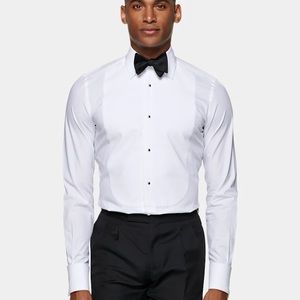 white slim fit tuxedo shirt